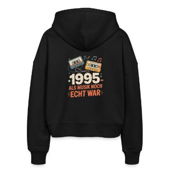 1995 Als Musik Noch Echt War - Stanley/Stella Boxy Frauen Bio Zip Hoodie Ida - Schwarz - Hinten - AI Model Female 172 light (172cm)