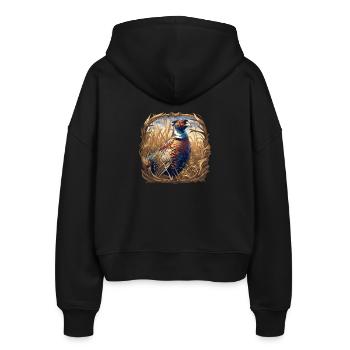Fasane Fasan - Stanley/Stella Boxy Frauen Bio Zip Hoodie Ida - Schwarz - Hinten - AI Model Female 172 light (172cm)