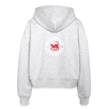 Antifaschistische Katzen Freunde - Gegen Rechts - Stanley/Stella Boxy Frauen Bio Zip Hoodie Ida - Weiß meliert - Hinten - AI Model Female 172 dark (172cm)