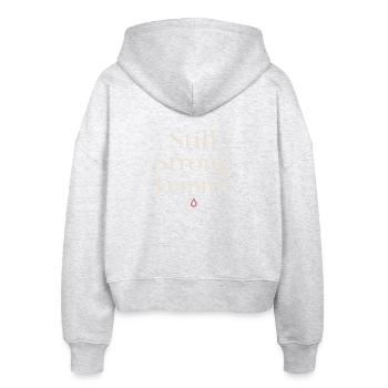 Eleganter Femininer Lebensstil, Sanfte - Stanley/Stella Boxy Frauen Bio Zip Hoodie Ida - Weiß meliert - Hinten - AI Model Female 172 dark (172cm)