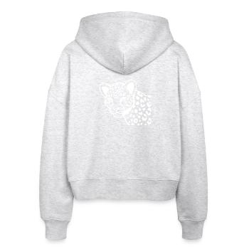 Leopard - Stanley/Stella Boxy Frauen Bio Zip Hoodie Ida - Weiß meliert - Hinten - AI Model Female 172 dark (172cm)