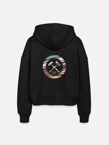 RuhrPott Retro Logo Druck - Stanley/Stella Boxy Frauen Bio Zip Hoodie Ida - Schwarz