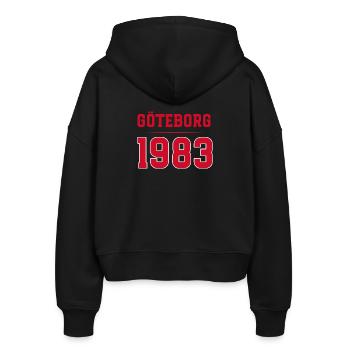 Göteborg 1983 Retro-Typografie - Stanley/Stella Boxy Frauen Bio Zip Hoodie Ida - Schwarz - Hinten - AI Model Female 172 light (172cm)
