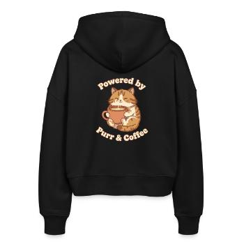 Schnurrende Kaffee-Liebe - Stanley/Stella Boxy Frauen Bio Zip Hoodie Ida - Schwarz - Hinten - AI Model Female 172 light (172cm)