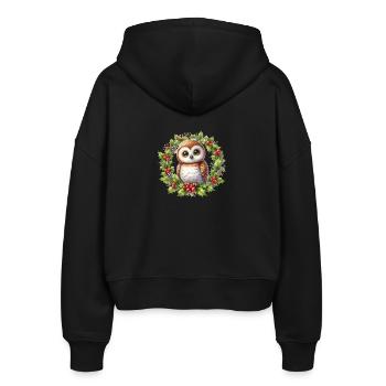 Stechpalmen-Eulenkranz in der Feiertagssaison - Stanley/Stella Boxy Frauen Bio Zip Hoodie Ida - Schwarz - Hinten - AI Model Female 172 light (172cm)