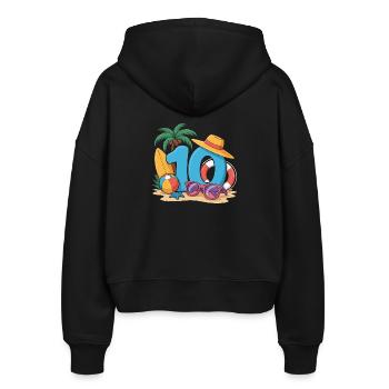 10. Geburtstagsurlaub 10 Jahre - Stanley/Stella Boxy Frauen Bio Zip Hoodie Ida - Schwarz - Hinten - AI Model Female 172 light (172cm)