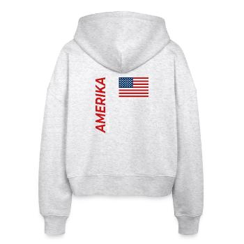 Atlanta - Stanley/Stella Boxy Frauen Bio Zip Hoodie Ida - Weiß meliert - Hinten - AI Model Female 172 dark (172cm)