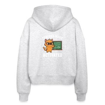 Teacher Mode Activated Lehrer Katze Lustig Spruch - Stanley/Stella Boxy Frauen Bio Zip Hoodie Ida - Weiß meliert - Hinten - AI Model Female 172 dark (172cm)