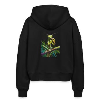 Gottesanbeterinnen Gottesanbeterin - Stanley/Stella Boxy Frauen Bio Zip Hoodie Ida - Schwarz - Hinten - AI Model Female 172 light (172cm)