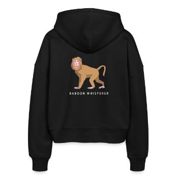 Baboon Pavian Primat Affe Affen - Stanley/Stella Boxy Frauen Bio Zip Hoodie Ida - Schwarz - Hinten - AI Model Female 172 light (172cm)