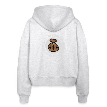 Tax Wealth Not Work Progressiv Politik Wirtschaft - Stanley/Stella Boxy Frauen Bio Zip Hoodie Ida - Weiß meliert - Hinten - AI Model Female 172 dark (172cm)
