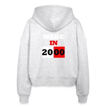Hergestellt zum Jubiläum 2000 - Stanley/Stella Boxy Frauen Bio Zip Hoodie Ida - Weiß meliert - Hinten - AI Model Female 172 dark (172cm)