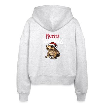 Merry Toadmas Funny Toad Christmas Motif - Stanley/Stella Boxy Women’s Organic Zip Hoodie Ida - heather white - Back - AI Model Female 172 dark (172cm)