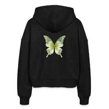 Grüner Aquarellschmetterling Glanz - Stanley/Stella Boxy Frauen Bio Zip Hoodie Ida - Schwarz - Hinten - AI Model Female 172 light (172cm)