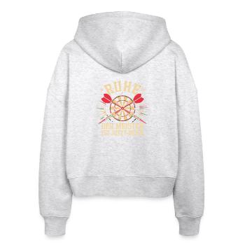  Ruhe Der Meister Ist Jetzt Dran Dartscheibe - Stanley/Stella Boxy Frauen Bio Zip Hoodie Ida - Weiß meliert - Hinten - AI Model Female 172 dark (172cm)