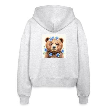 Blue Flower Bear Templates - Stanley/Stella Boxy Women’s Organic Zip Hoodie Ida - heather white - Back - AI Model Female 172 dark (172cm)