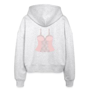 Spitzenrosa Korsettoberteil - Stanley/Stella Boxy Frauen Bio Zip Hoodie Ida - Weiß meliert - Hinten - AI Model Female 172 dark (172cm)