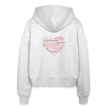 Herz der Worte in Liebe - Stanley/Stella Boxy Frauen Bio Zip Hoodie Ida - Weiß meliert - Hinten - AI Model Female 172 dark (172cm)