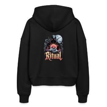  Ritual Dunkler Magier Okkult Symbol Vollmond - Stanley/Stella Boxy Frauen Bio Zip Hoodie Ida - Schwarz - Hinten - AI Model Female 172 light (172cm)