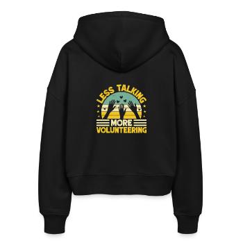 Volunteer Appreciation Less Talking More Volunteer - Stanley/Stella Boxy Frauen Bio Zip Hoodie Ida - Schwarz - Hinten - AI Model Female 172 light (172cm)