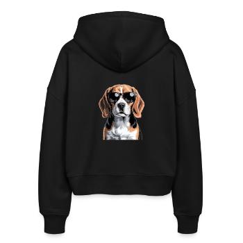 Beagle - Stanley/Stella Boxy Frauen Bio Zip Hoodie Ida - Schwarz - Hinten - AI Model Female 172 light (172cm)