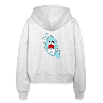 Delfin Rotwein - Stanley/Stella Boxy Frauen Bio Zip Hoodie Ida - Weiß meliert - Hinten - AI Model Female 172 dark (172cm)