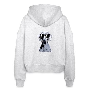 Weimaraner - Stanley/Stella Boxy Frauen Bio Zip Hoodie Ida - Weiß meliert - Hinten - AI Model Female 172 dark (172cm)