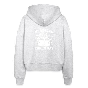 Gym Junkies My Bells On Christmas Calisthenics - Stanley/Stella Boxy Women’s Organic Zip Hoodie Ida - heather white - Back - AI Model Female 172 dark (172cm)