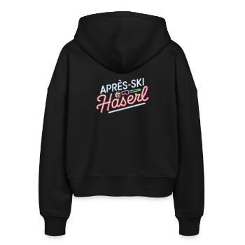 Apres Ski Haserl Hüttengaudi Skifahrerin Skihaserl - Stanley/Stella Boxy Frauen Bio Zip Hoodie Ida - Schwarz - Hinten - AI Model Female 172 light (172cm)