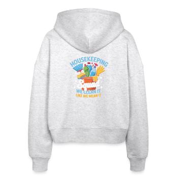 Lustiges Putzen Design - Stanley/Stella Boxy Frauen Bio Zip Hoodie Ida - Weiß meliert - Hinten - AI Model Female 172 dark (172cm)