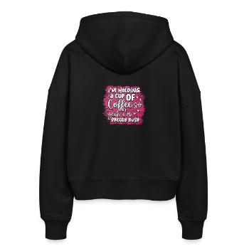 Coffee & Activity: Cute Coffee Sign - Stanley/Stella Boxy Women’s Organic Zip Hoodie Ida - black - Back - AI Model Female 172 light (172cm)