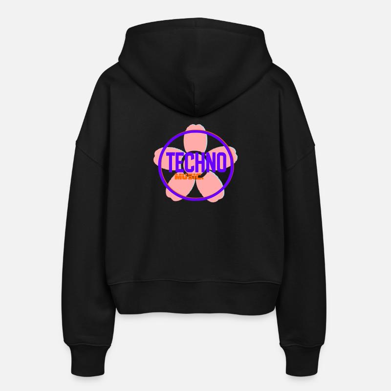 Logo néon Techno Circle - Veste à capuche bio Ida Stanley/Stella Femme - noir