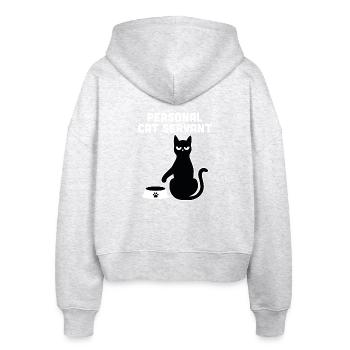 Persönlicher Katzendiener - Stanley/Stella Boxy Frauen Bio Zip Hoodie Ida - Weiß meliert - Hinten - AI Model Female 172 dark (172cm)