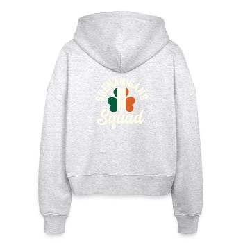 Shenanigans Squad Shamrock - Stanley/Stella Boxy Women’s Organic Zip Hoodie Ida - heather white - Back - AI Model Female 172 dark (172cm)