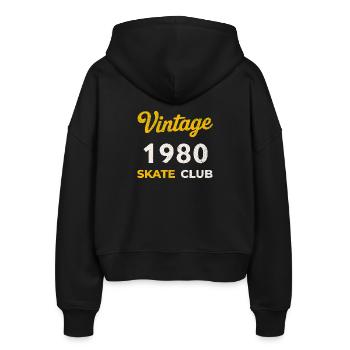 Vintage 1980 Skate Club Retro Geburtsjahr Geschenk - Stanley/Stella Boxy Frauen Bio Zip Hoodie Ida - Schwarz - Hinten - AI Model Female 172 light (172cm)