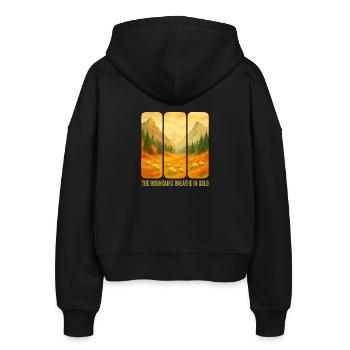 Berge, die Gold atmen - Stanley/Stella Boxy Frauen Bio Zip Hoodie Ida - Schwarz - Hinten - AI Model Female 172 light (172cm)
