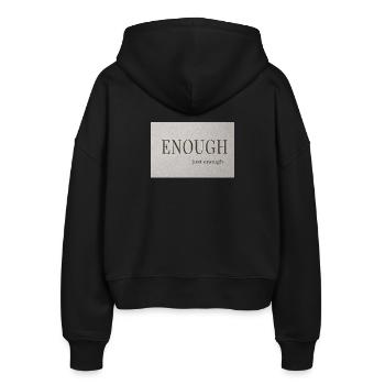 Genug – gerade genug - Stanley/Stella Boxy Frauen Bio Zip Hoodie Ida - Schwarz - Hinten - AI Model Female 172 light (172cm)
