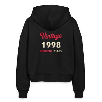 Vintage 1998 – Boxing Club Retro Geburtsjahr - Stanley/Stella Boxy Frauen Bio Zip Hoodie Ida - Schwarz - Hinten - AI Model Female 172 light (172cm)