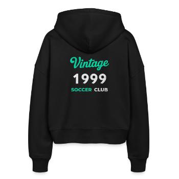 Vintage 1999 – Soccer Club Retro Geburtsjahr - Stanley/Stella Boxy Frauen Bio Zip Hoodie Ida - Schwarz - Hinten - AI Model Female 172 light (172cm)