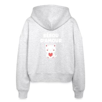 Bébou d’amour chat cœur - Veste à capuche bio Ida Stanley/Stella Femme - blanc chiné - Dos - AI Model Female 172 dark (172cm)