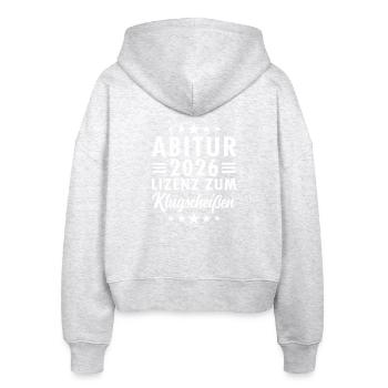 Abi 2026 - Lizenz Zum Klugscheißen - Stanley/Stella Boxy Frauen Bio Zip Hoodie Ida - Weiß meliert - Hinten - AI Model Female 172 dark (172cm)