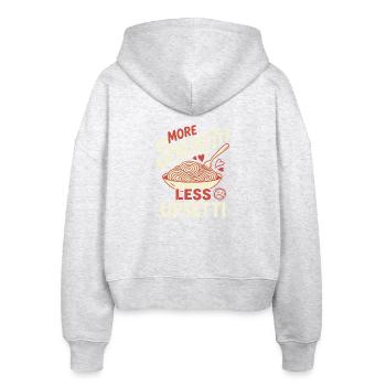 Mehr Spaghetti, Weniger Upsetti - Stanley/Stella Boxy Frauen Bio Zip Hoodie Ida - Weiß meliert - Hinten - AI Model Female 172 dark (172cm)
