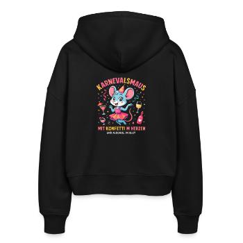 Karneval Maus Konfetti Herz Spruch Fastnacht  - Stanley/Stella Boxy Frauen Bio Zip Hoodie Ida - Schwarz - Hinten - AI Model Female 172 light (172cm)
