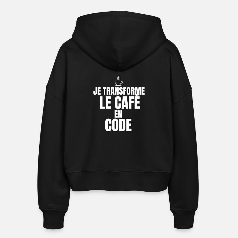Je transforme le café en code - Veste à capuche bio Ida Stanley/Stella Femme - noir