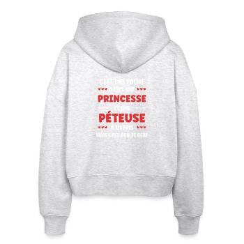 Prinzessin und Furz - Stanley/Stella Boxy Frauen Bio Zip Hoodie Ida - Weiß meliert - Hinten - AI Model Female 172 dark (172cm)