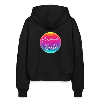 Mama ist die Beste! Neon Kreis Personalisierbar - Stanley/Stella Boxy Frauen Bio Zip Hoodie Ida - Schwarz - Hinten - AI Model Female 172 light (172cm)