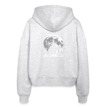 Bigfoot DJ Mond - Stanley/Stella Boxy Frauen Bio Zip Hoodie Ida - Weiß meliert - Hinten - AI Model Female 172 dark (172cm)