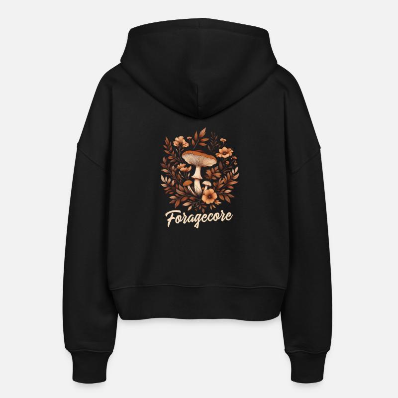 Esthétique des objets de collection | Automne de la forêt de champignons - Veste à capuche bio Ida Stanley/Stella Femme - noir