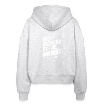 Leicht von Briefkästen abgelenkt - Stanley/Stella Boxy Frauen Bio Zip Hoodie Ida - Weiß meliert - Hinten - AI Model Female 172 dark (172cm)