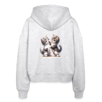 Kätzchenfreundschaft Illustration - Stanley/Stella Boxy Frauen Bio Zip Hoodie Ida - Weiß meliert - Hinten - AI Model Female 172 dark (172cm)